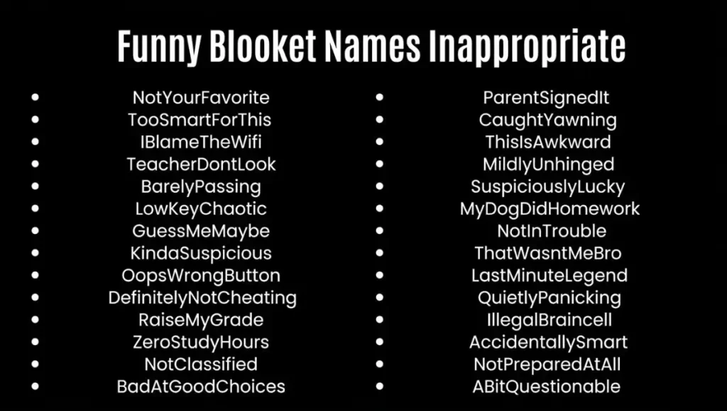 Funny Blooket Names Inappropriate
