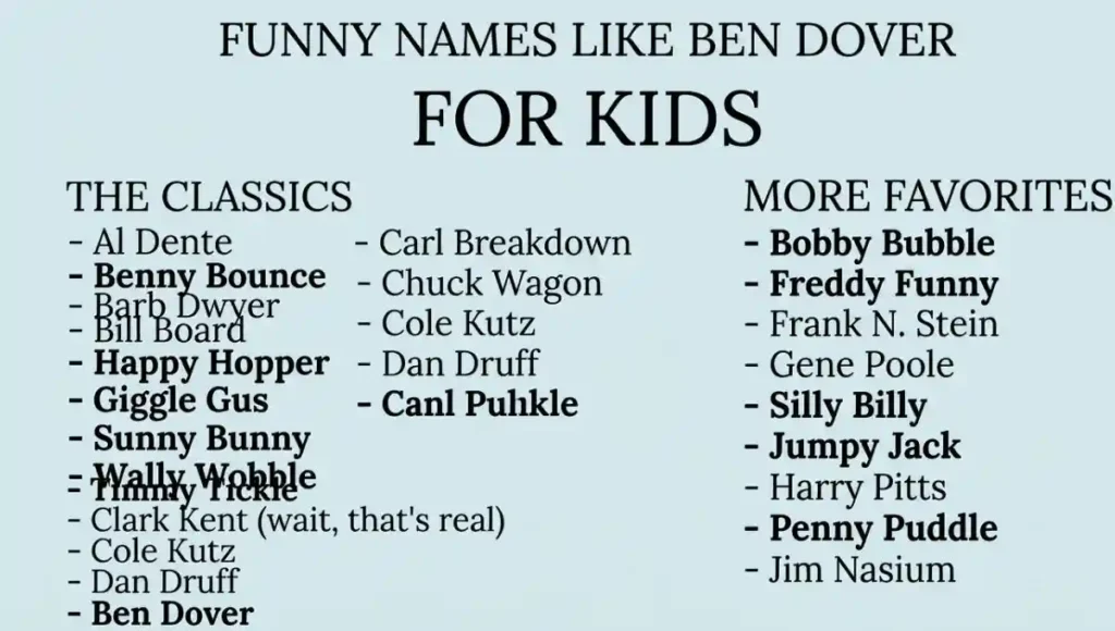 Funny Names Like Ben Dover For Kids