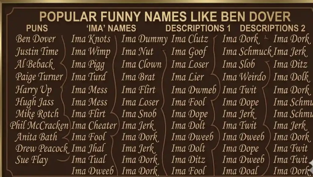 Popular Funny Names Like Ben Dover