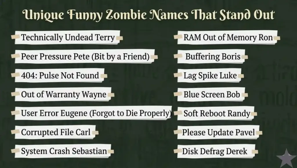 Unique Funny Zombie Names That Stand Out