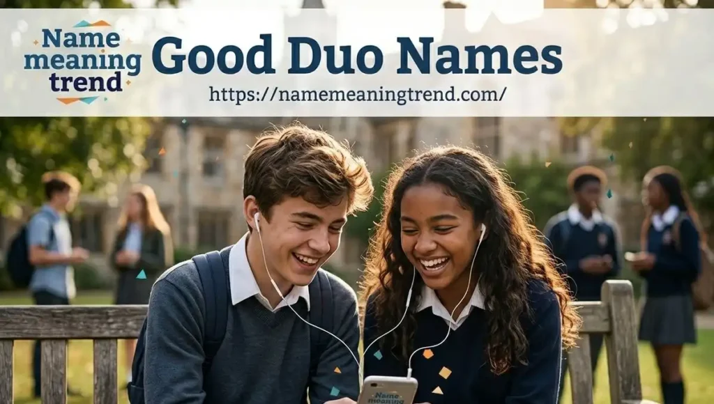 Two friends sharing a fun moment, suitable for good duo name ideas