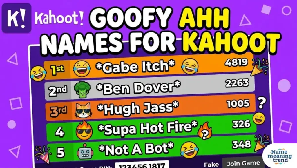 Goofy Ahh Names For Kahoot