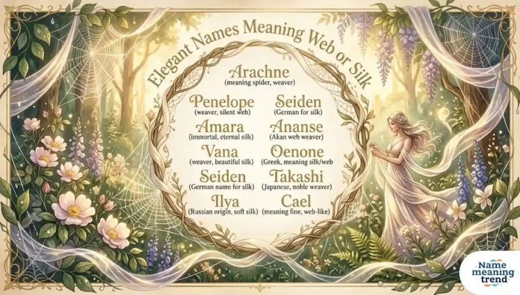 Elegant Names Meaning Web or Silk