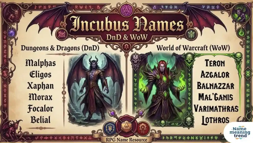 Incubus Names DnD & WoW