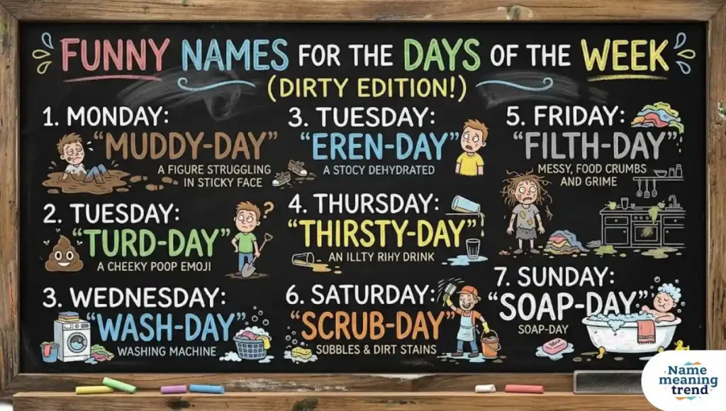 Funny Names for the Days of the Week Dirty