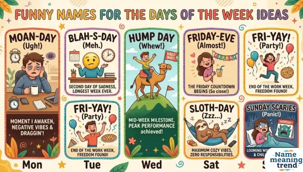 Funny Names for the Days of the Week Ideas