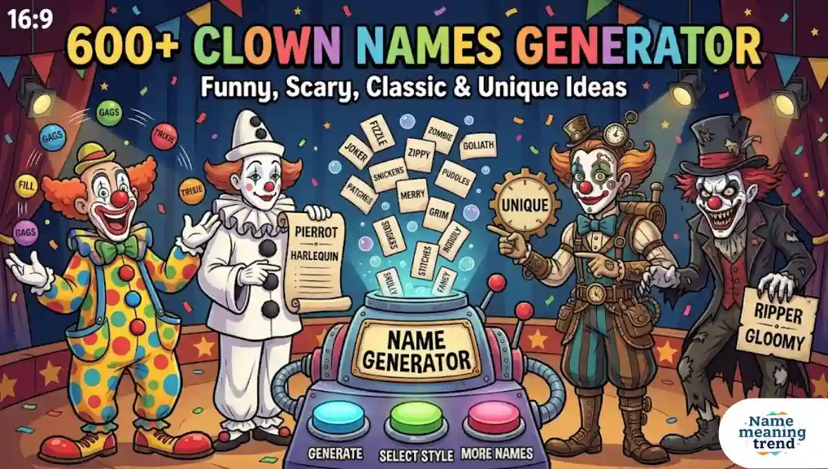 600+ Clown Names Generator – Funny, Scary, Classic & Unique Ideas