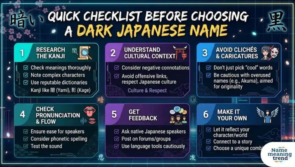 Quick Checklist Before Choosing a Dark Japanese Name