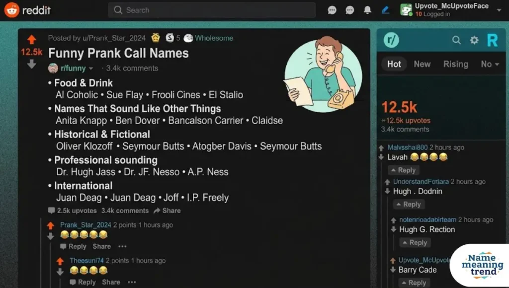 Funny Prank Call Names (Reddit Style)