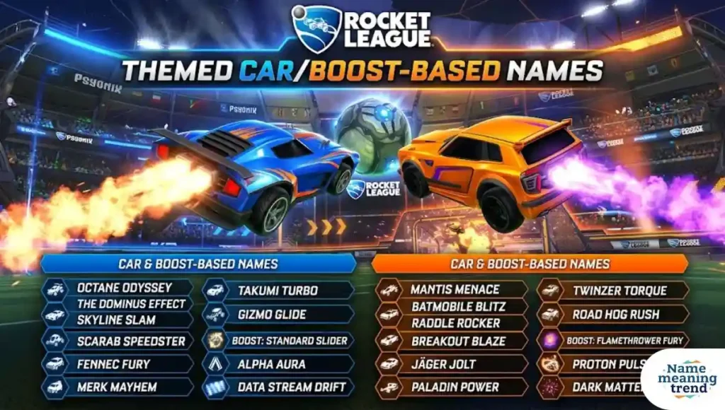 Rocket League Themed Car/Boost-Based Names