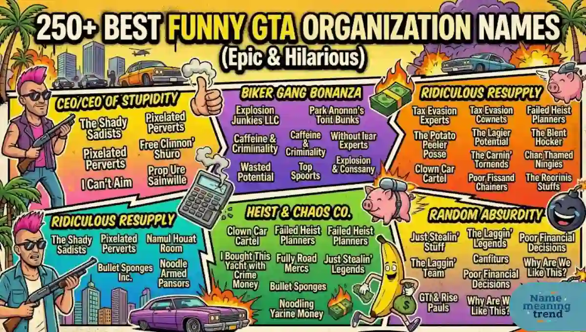 250+ Best Funny GTA Organization Names (Epic & Hilarious)