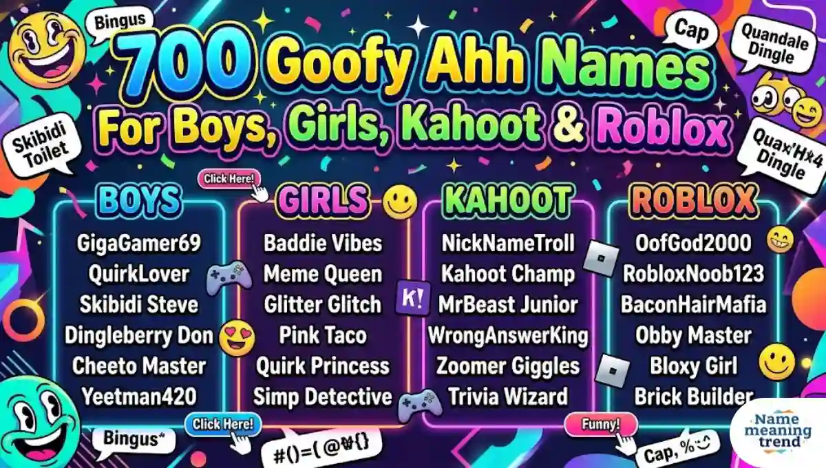 700 Goofy Ahh Names For Boys, Girls, Kahoot & Roblox