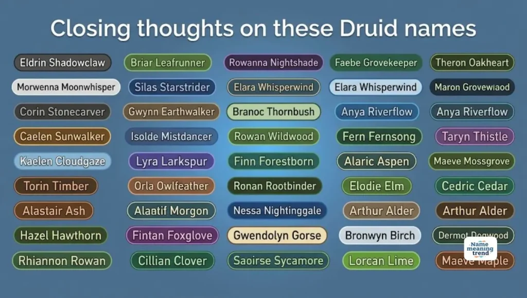 Closing Thoughts on These Druid Names
