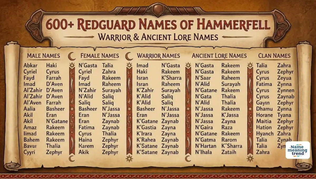 600+ Redguard Names of Hammerfell | Warrior & Ancient Lore Names