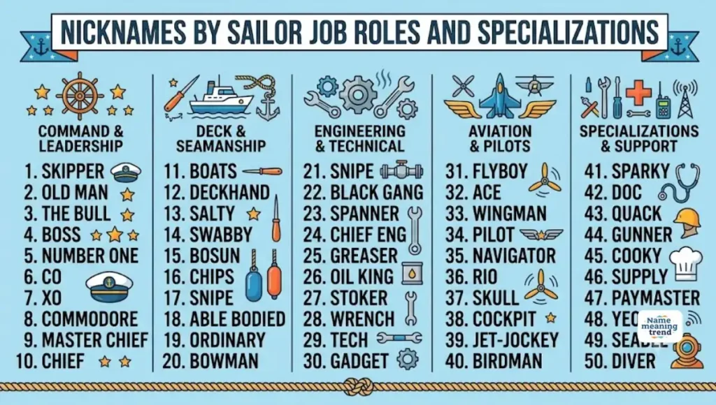 Nicknames by Sailor Job Roles and Specializations