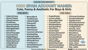 1400 Spam Account Names: Cute, Funny & Aesthetic For Boys & Girls
