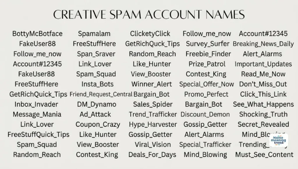Creative Spam Account Names