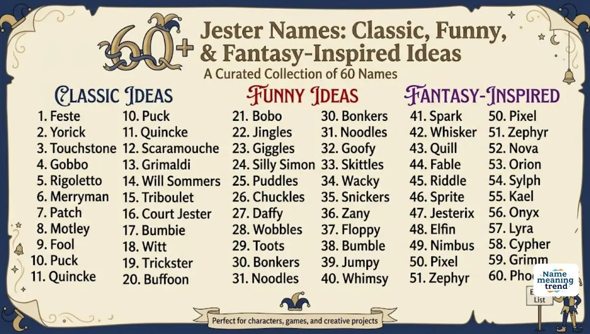500+ Jester Names List: Classic, Funny & Fantasy-Inspired Ideas with Jester Names Generator
