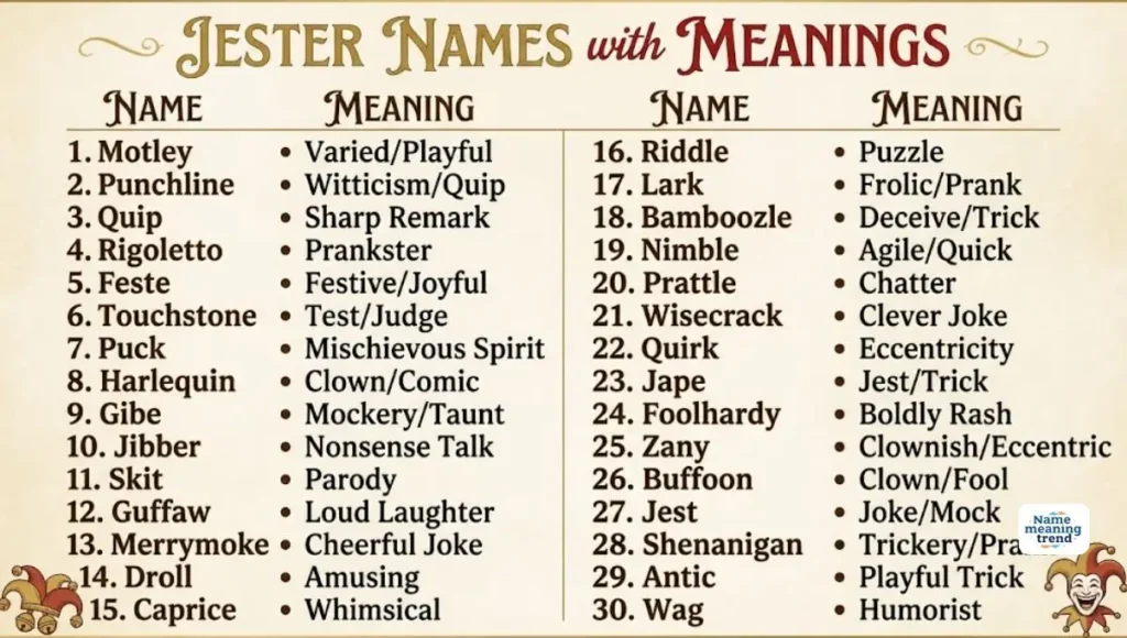Jester Names with Meanings