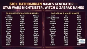 610+ Dathomirian Names Generator – Star Wars Nightsister, Witch & Zabrak Names