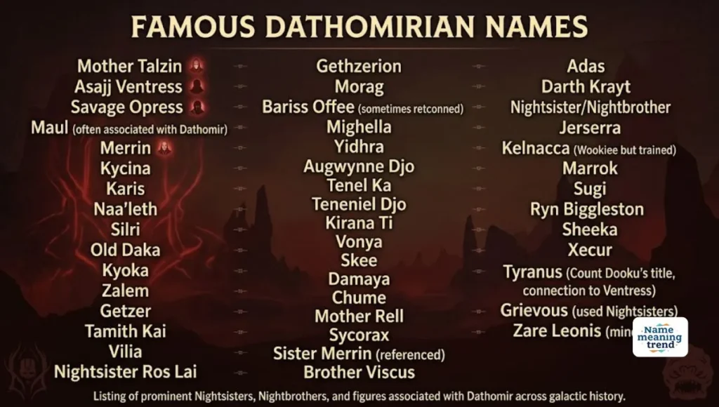 Famous Dathomirian Names