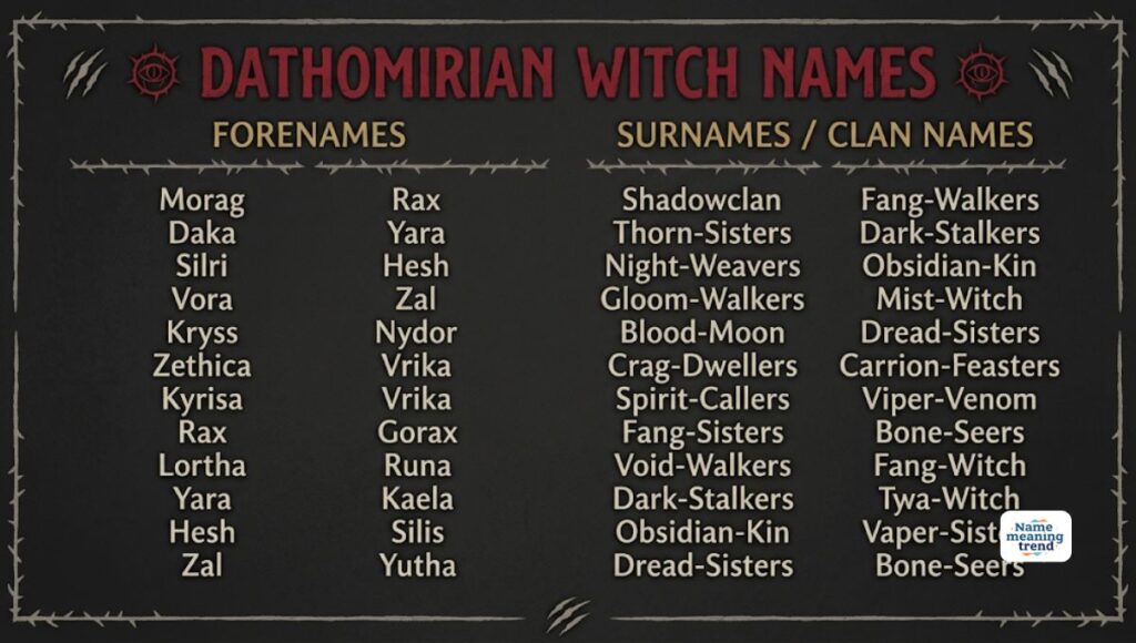 Dathomirian Witch Names