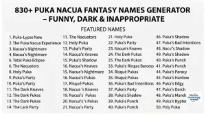 830+ Puka Nacua Fantasy Names Generator – Funny, Dark & Inappropriate