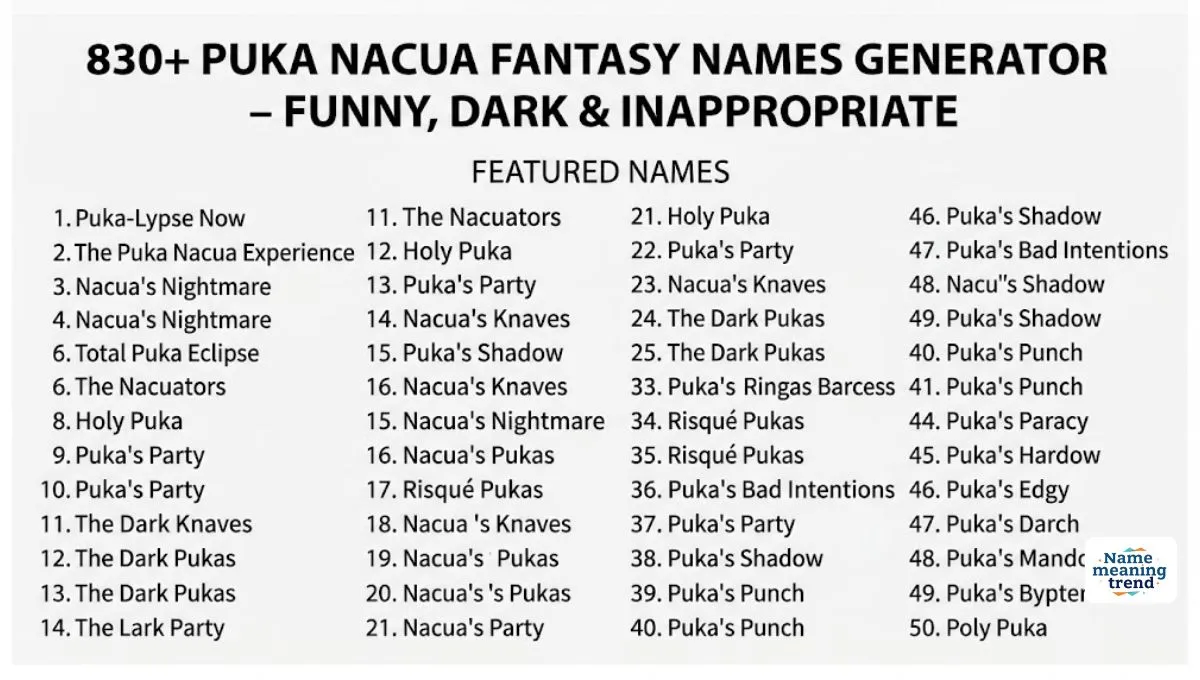 830+ Puka Nacua Fantasy Names Generator – Funny, Dark & Inappropriate
