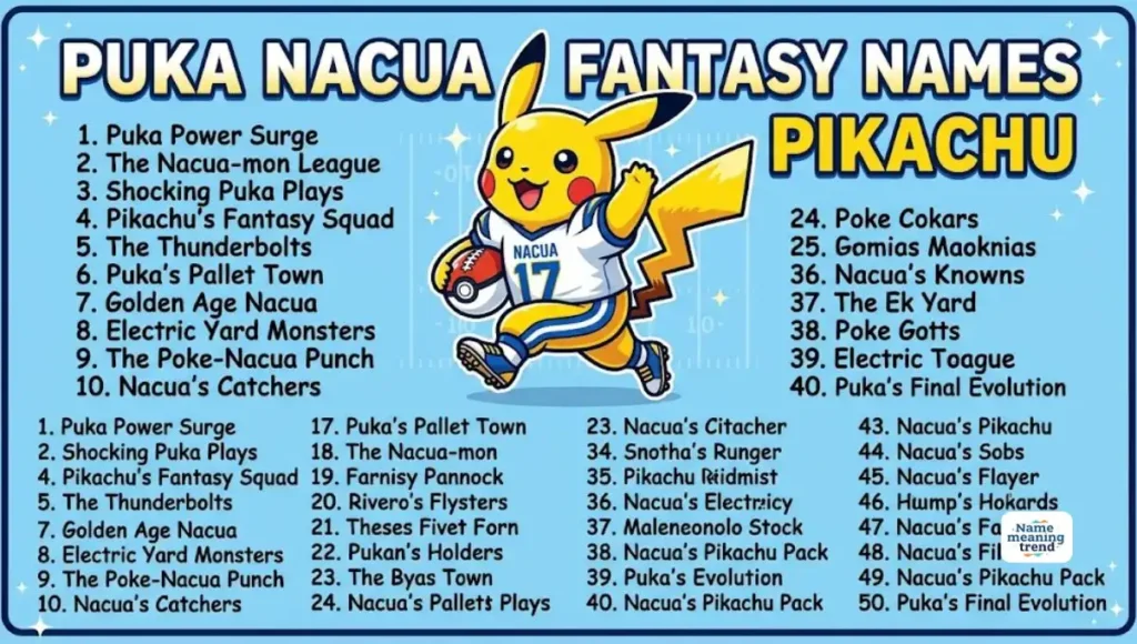 Puka Nacua Fantasy Names Pikachu