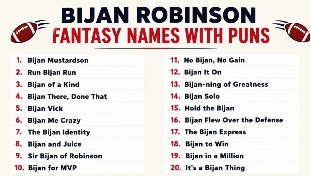 Bijan Robinson Fantasy Names With Puns