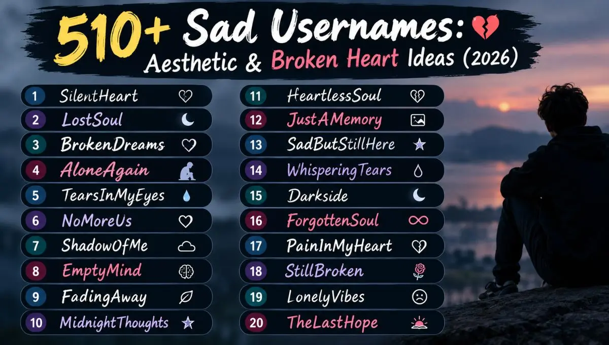 510+ Sad Usernames: Aesthetic & Broken Heart Ideas (2026)