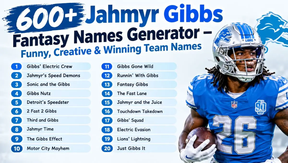 600+ Jahmyr Gibbs Fantasy Names Generator - Funny, Creative & Winning Team Names