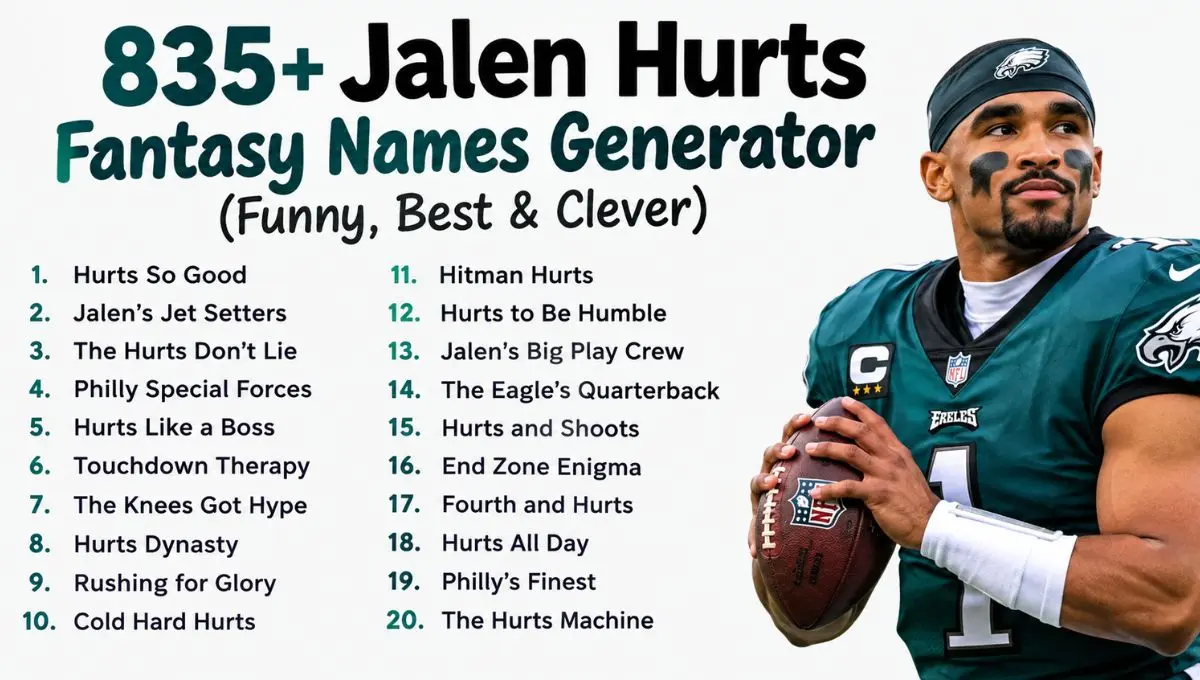 835+ Jalen Hurts Fantasy Team Names Generator (Funny, Best & Clever)