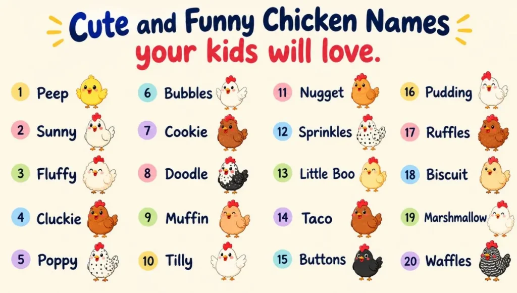 Cute and funny chicken names your kids will love