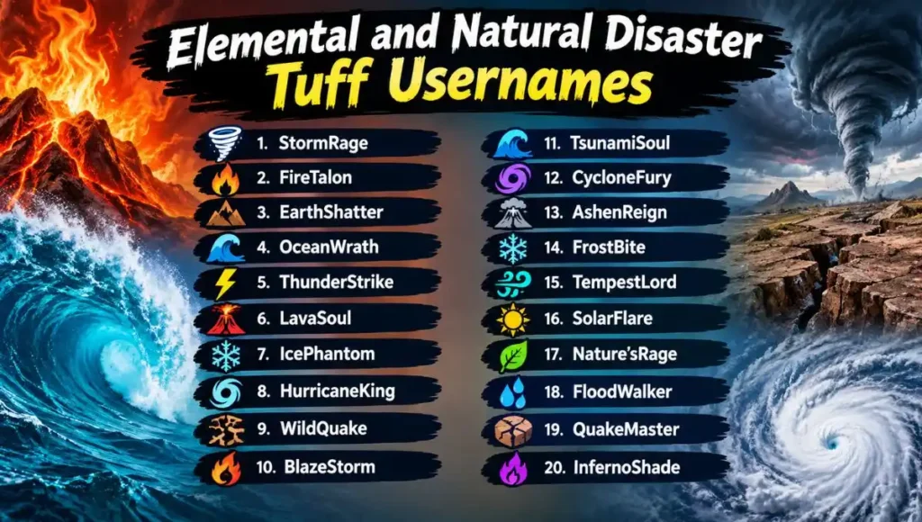 Elemental and Natural Disaster Tuff Usernames