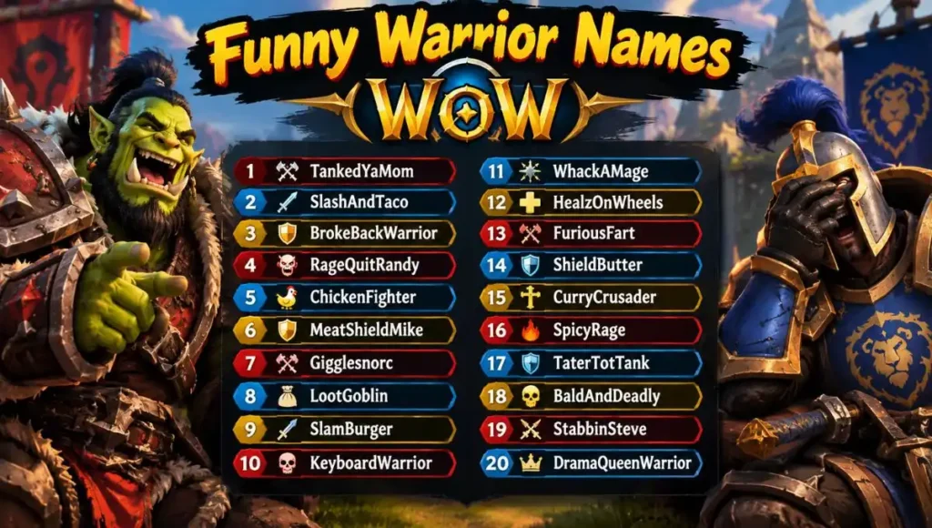 Funny warrior names WoW