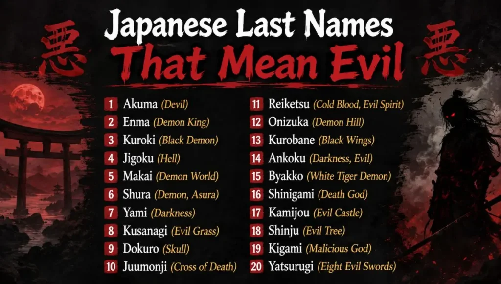 Japanese Last Names That Mean Evil