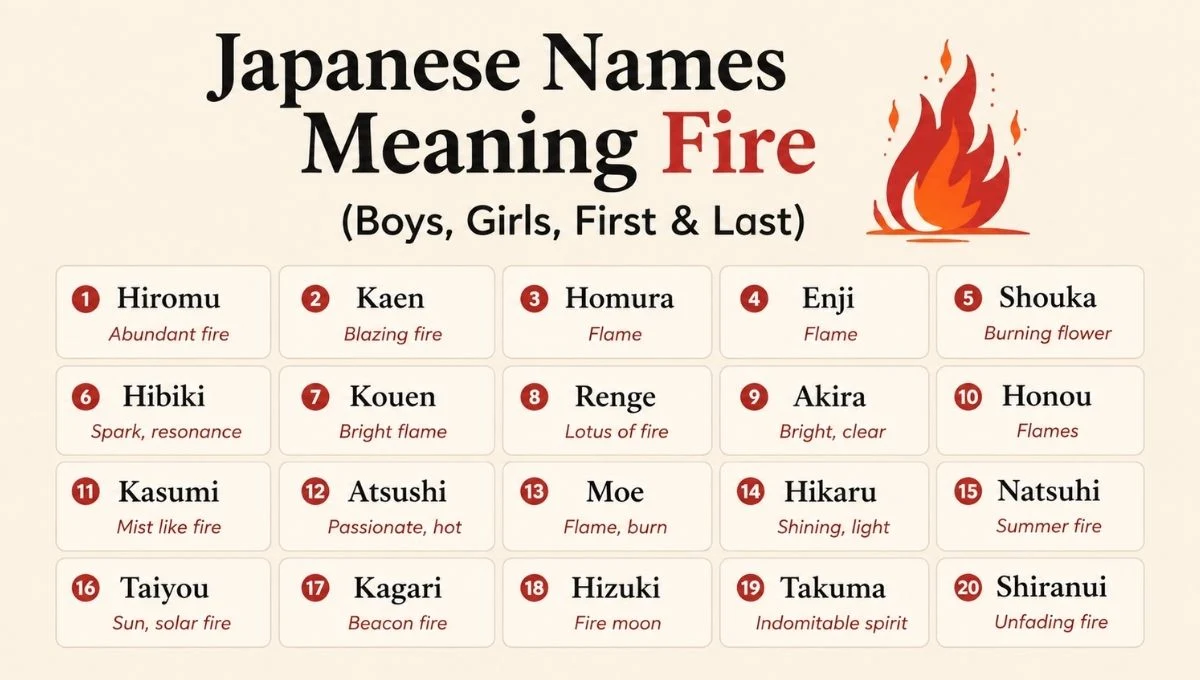 Japanese Names Meaning Fire (Boys, Girls, First & Last)