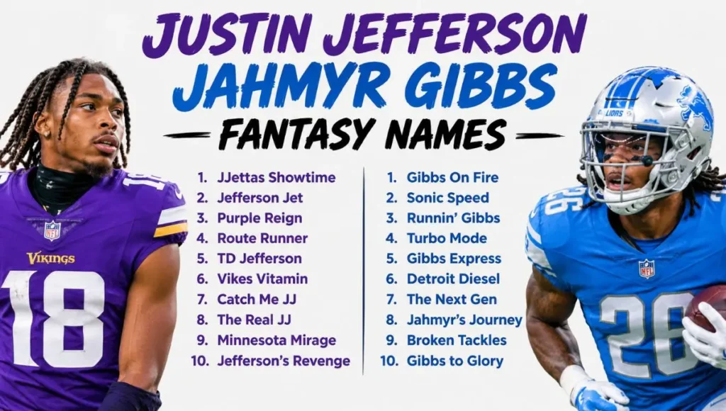 Justin Jefferson Jahmyr Gibbs Fantasy Names