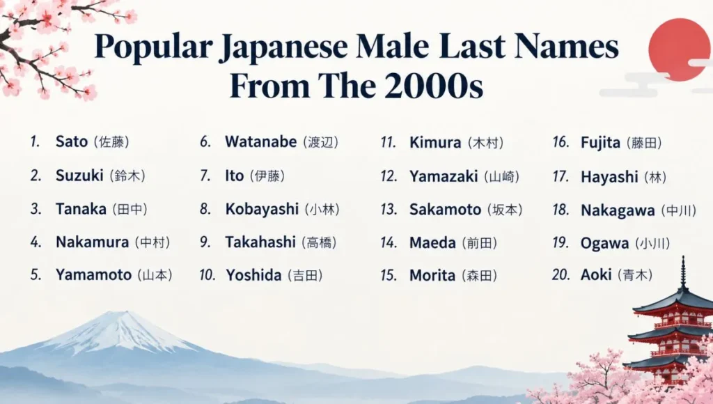 Popular Japanese Male Last Names From The 2000s