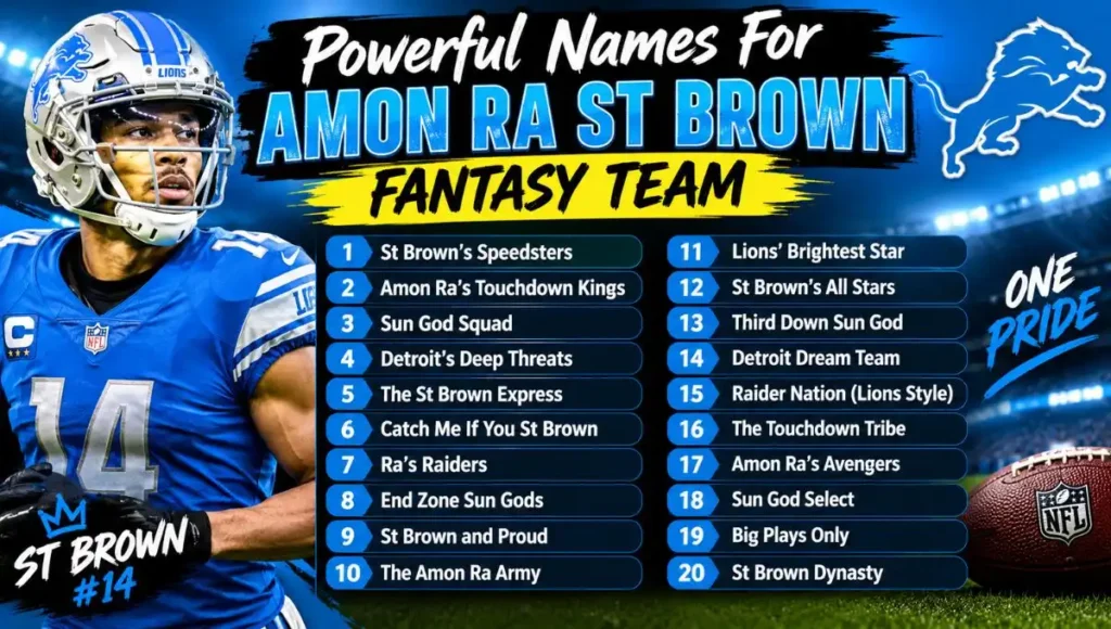 Powerful Names For Amon Ra St Brown Fantasy Team