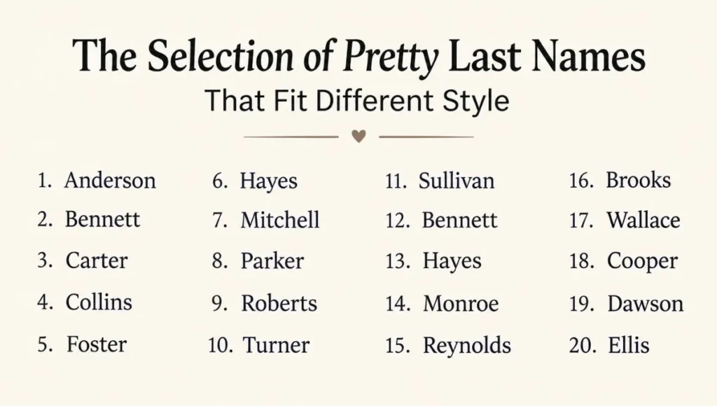 The Selection of Pretty Last Names That Fit Different Style