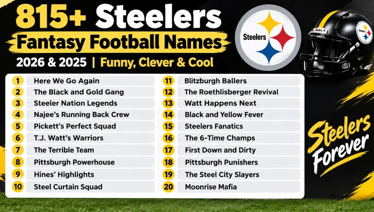 815+ Steelers Fantasy Football Names 2026 & 2025 | Funny, Clever & Cool
