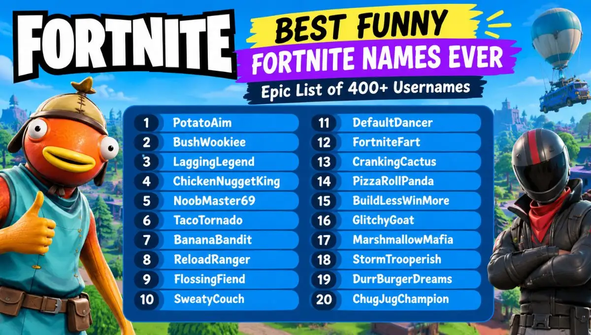 Best Funny Fortnite Names Ever: Epic List of 400+ Usernames