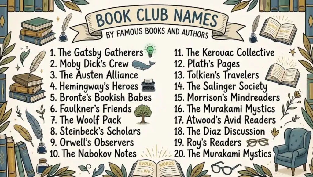 Book Club Names Inspired by Famous Books and Authors