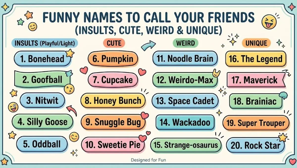 Funny Names to Call Your Friends (Insults, Cute, Weird & Unique)