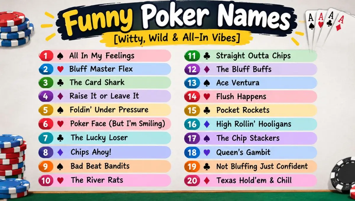 Funny Poker Names [Witty, Wild & All-In Vibes]