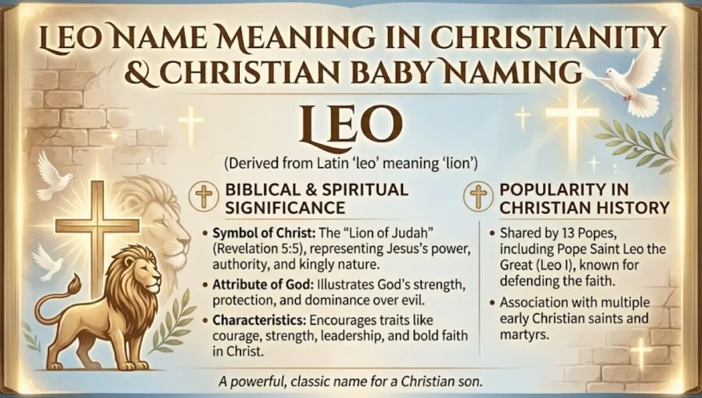 Leo Name Meaning in Christianity and Christian Baby Naming